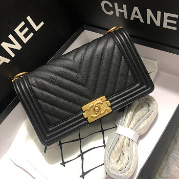 Chanel Boy Bag Leather Vlack Gold Hardware 25cm