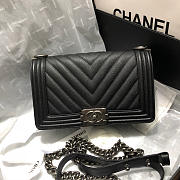 Chanel Boy Bag Leather Black Silver Hardware 25cm - 1