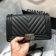 Chanel Boy Bag Leather Black Silver Hardware 25cm - 5