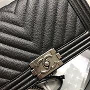 Chanel Boy Bag Leather Black Silver Hardware 25cm - 2