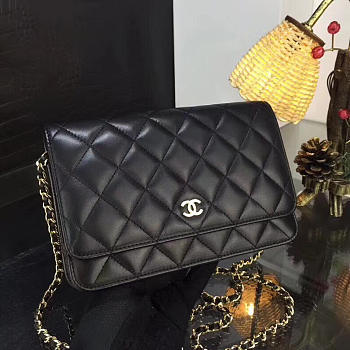 CHANEL WOC SHOULDER BAG Lambskin Gold&Silver Hardware 19cm