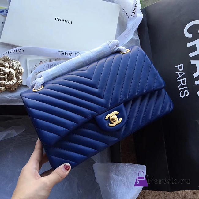 Chanel Classic Handbag Navy 25cm - 1