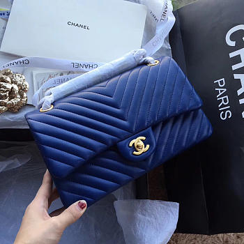 Chanel Classic Handbag Navy 25cm