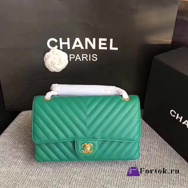 Chanel Classic Handbag Shamrock Green 25cm - 1