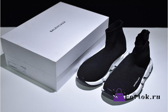 Balenciaga Speed Trainer Triple Black And White Shoes - 1