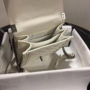 Boy Chanel Handbag White Silver Hardware Grained Calfskin 19.5cm  - 3