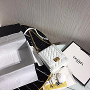 Boy Chanel Handbag White Gold Hardware Grained Calfskin 19.5cm  - 1