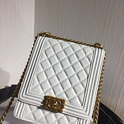 Boy Chanel Handbag White Gold Hardware Grained Calfskin 19.5cm  - 2