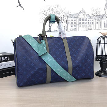 LOUIS VUITTON KEEPALL 45 Travel Bag Blue 45cm