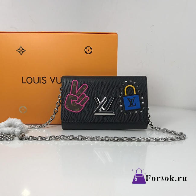 LOUIS VUITTON Stories series Twist Chain wallet Black M63320 19cm - 1