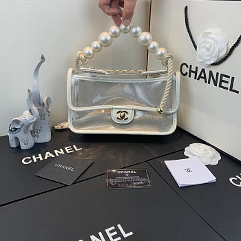 Chanel Transparent Ppearl Sand Bag White 25cm