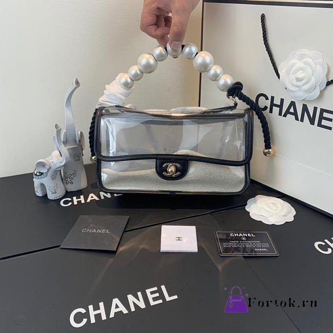 Chanel Transparent Pearl Sand Bag Black 25cm - 1