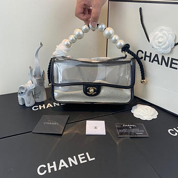 Chanel Transparent Pearl Sand Bag Black 25cm