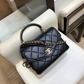 Chanel Calfskin Handbag Shoulderbag Black 19cm