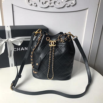 Chanel BACKPACK Black Bucket Bag 26cm