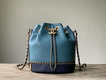 Chanel Pull Rope Bucket Bag Blue 22cm