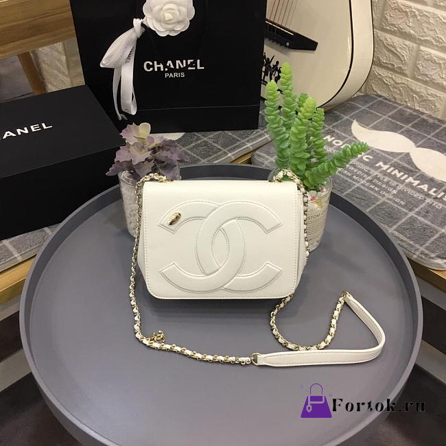 Chanel New Sheepskin Small Square Bag White - 1