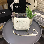 Chanel New Sheepskin Small Square Bag White - 1