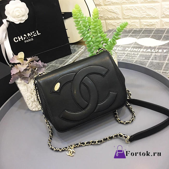 Chanel New Sheepskin Small Square Bag Black - 1
