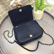 Chanel New Sheepskin Small Square Bag Dark Blue - 3