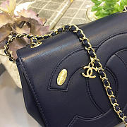 Chanel New Sheepskin Small Square Bag Dark Blue - 5