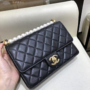 Chanel Flap Bag Pearl Lambskin Black AS0585 21cm  - 3