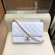 Chanel Flap Bag Pearl Lambskin White AS0585 21cm - 1