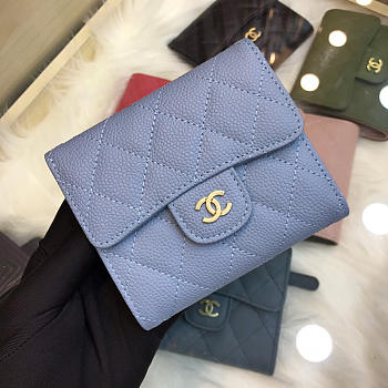 Chanel Purse Clutch Caviar Gold Buckle Blue and Pink