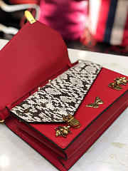 GUCCI Bamboo Handle Insect Printing Red - 5