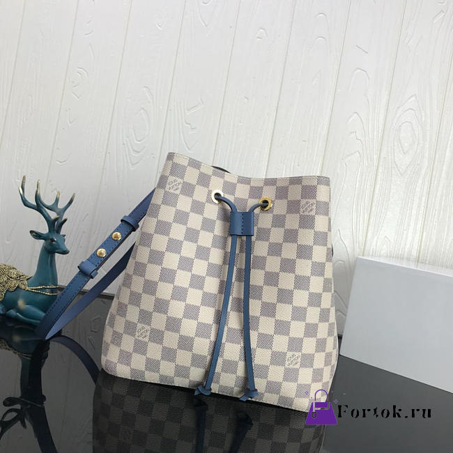 LOUIS VUITTON Monogram Canvas Calfskin Bag Blue 26cm  - 1