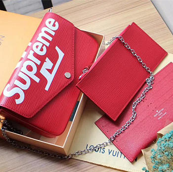 Louis Vuitton Supreme Wallet Clutch Bag Red 61276