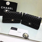 CHANEL lambskin Leather Flap Bag with Gold/Silver Hardware black 30cm - 1