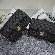 CHANEL Lambskin Leather Flap Bag Gold / Silver Hardware Black 20cm - 1
