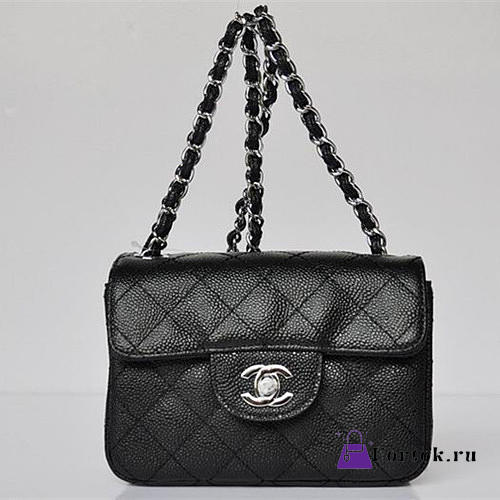 CHANEL Caviar Leather Flap Bag With Silver Hardware Black 17.5cm - 1