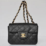 CHANEL Caviar Leather Flap Bag With Gold Hardware Black 17.5cm - 1