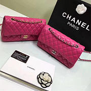 CHANEL Lambskin Leather Flap Bag Gold/Silver Rose Red 25cm - 1
