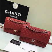 CHANEL Calfskin Leather Flap Bag Gold Red 25cm - 1