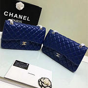 CHANEL Lambskin Leather Flap Bag Gold/Silver Blue 30cm - 1