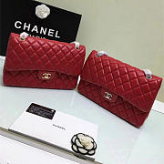 CHANEL Lambskin Leather Flap Bag Gold/Silver Red 30cm - 1