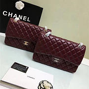 CHANEL Lambskin Leather Flap Bag Wine Red Gold/Silver 30cm  - 1