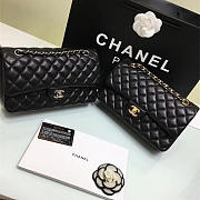 CHANEL lambskin Leather Flap Bag Gold/silver Metal black 25cm - 1