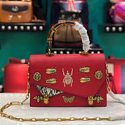 GUCCI Bamboo Handle Insect Printing Red - 1