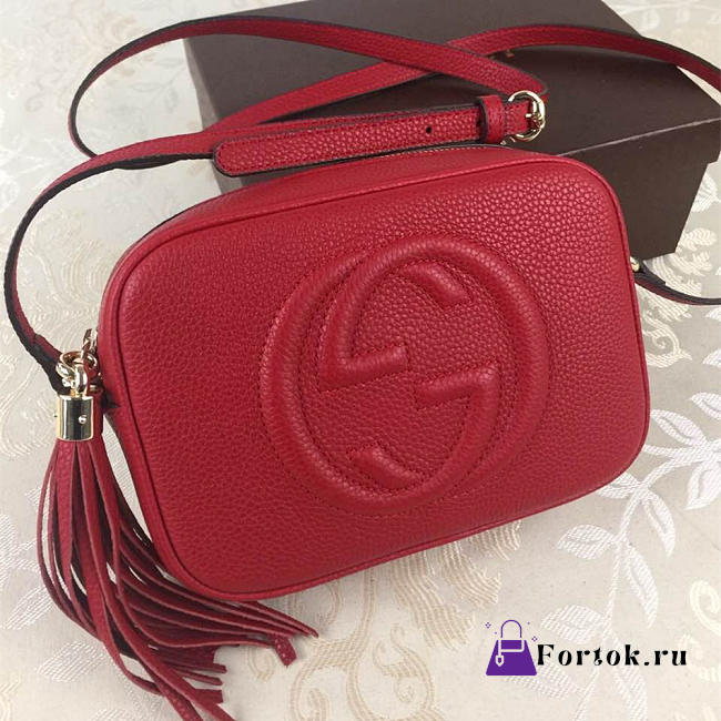 Gucci Soho Disco Leather Bag Red Z2362 21cm - 1