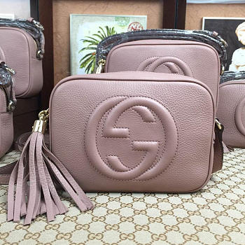 Gucci Soho Disco Leather Bag Dusty Pink Z2366 21cm