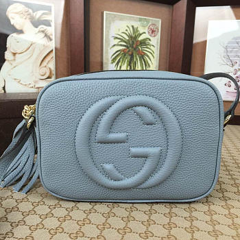 Gucci Soho Disco Leather Bag Dusty Blue Z2372 21cm