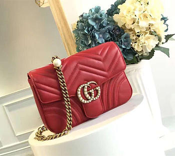 Gucci Marmont Bag Red 2639 21.5cm