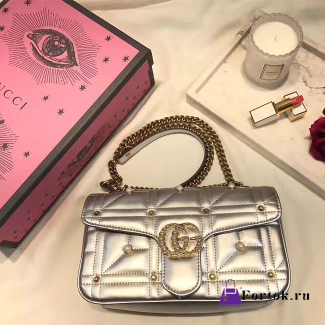 Gucci Marmont Bag Silver 2641 26cm - 1