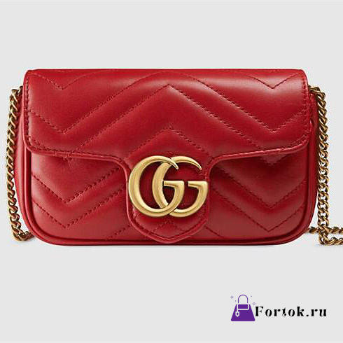 Gucci GG Marmont Matelassé Leather Super Mini Bag Red - 1