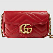 Gucci GG Marmont Matelassé Leather Super Mini Bag Red - 1