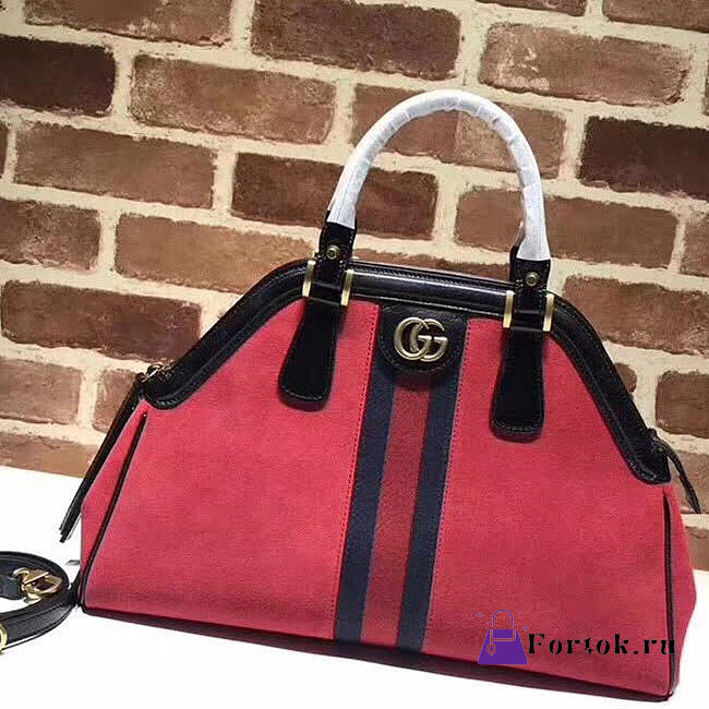 GUCCI RE(BELLE) SUEDE MEDIUM TOP HANDLE BAG ‎516459 RED 39cm - 1